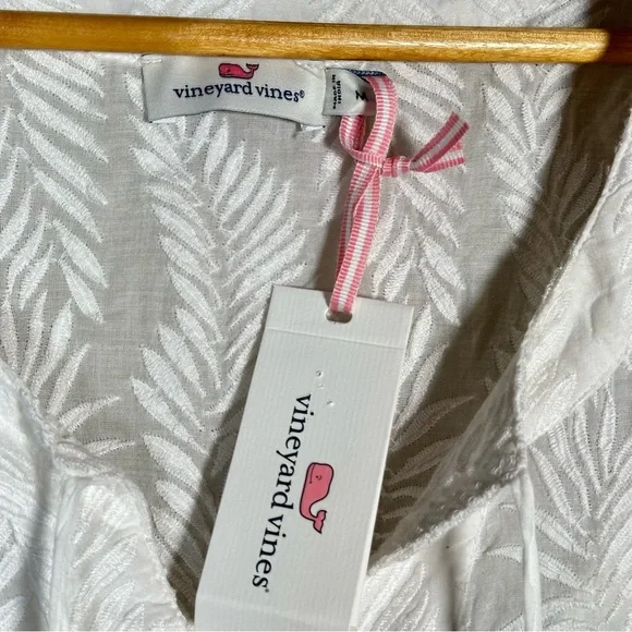 VINEYARD VINES Tasseled Embroidered Palm Tunic Shift Dress - Picture 9 of 11